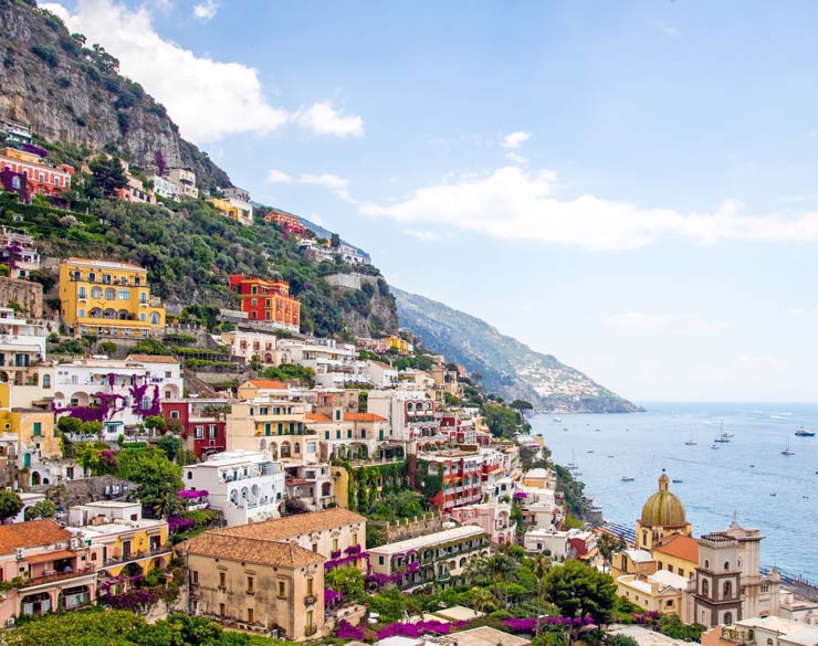 positano hillside and ocean